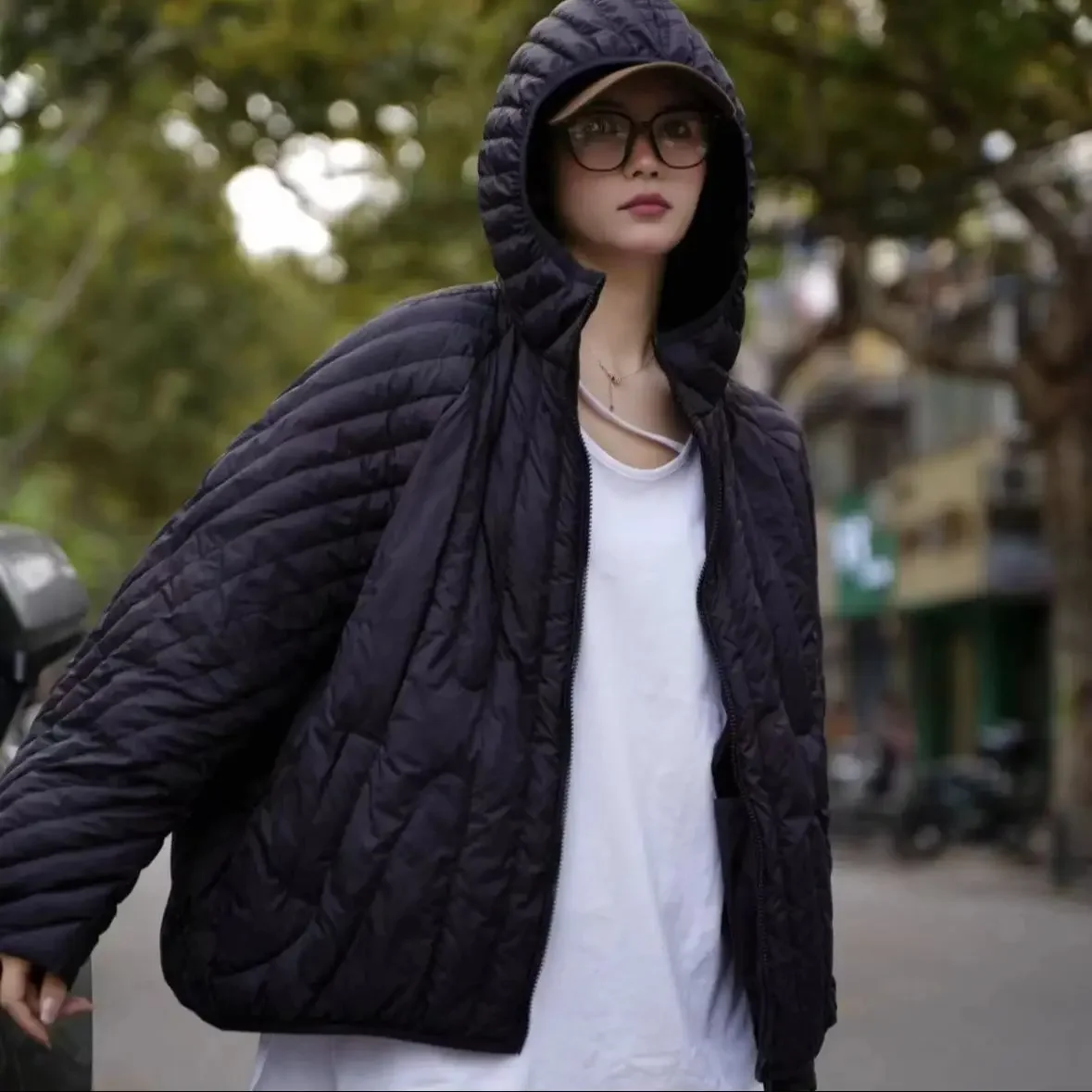 Outono e inverno moda feminina jaqueta de viagem com capuz curto pato branco jaqueta leve