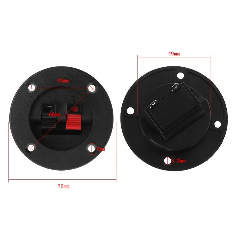 CPDD 2 Packs Push Release Connector Plate Stereo Speaker Terminal Strip Block 2 Position 4 Way Amplifier Spring Jointing