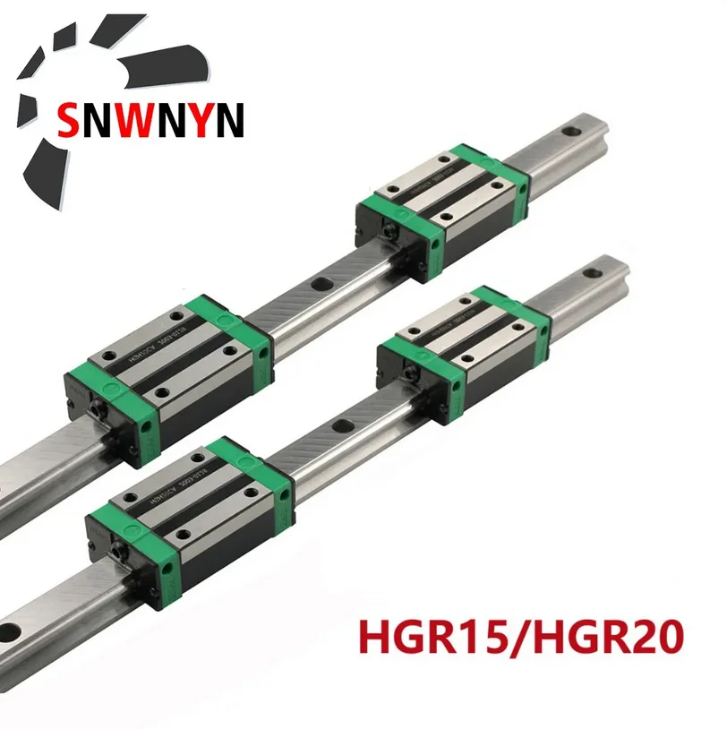 HGR20 HGR15 Square Linear Guide Rail 2pc+4pcs HGH20CA/HGW20CC HGH15CA Flang Slide Block Carriages For CNC Router Engraving
