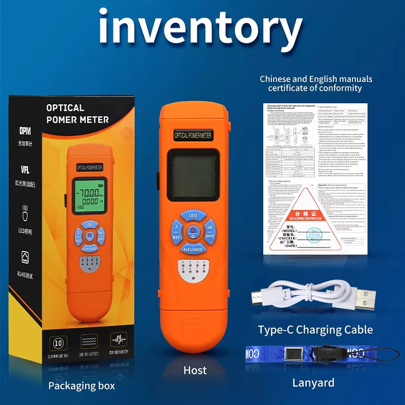 

Перезаряжаемый мини-измеритель оптической мощности AUA-C7/C5 OPM с сетевым тестом и светодиодным тестером оптоволоконного кабеля