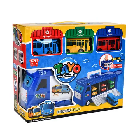 New Tayo Mini Bus Little Bus Toy Set Openable Doors, Slide & Pull Back Toy Bus For Kids