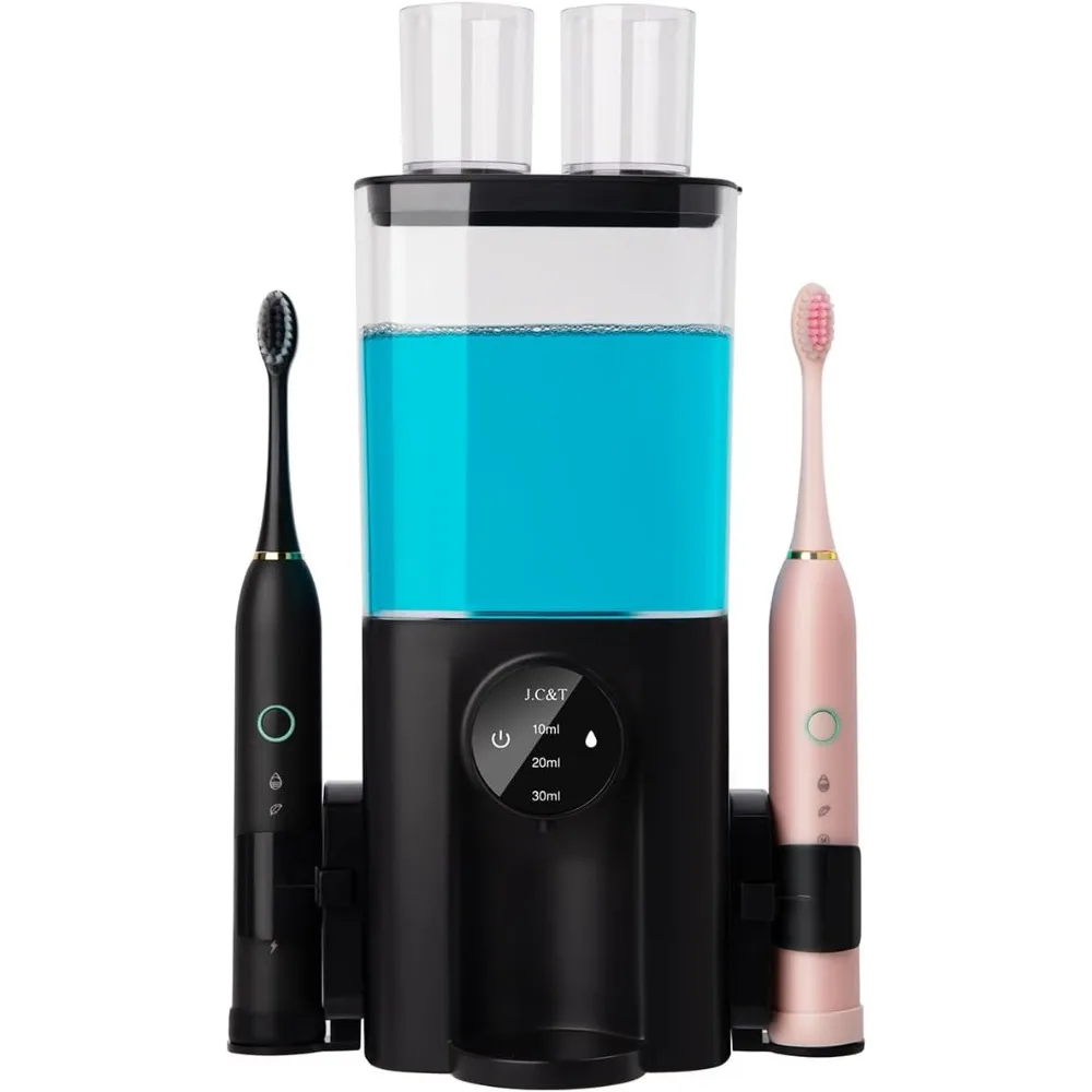 

J.C&T Mouthwash Dispenser for Bathroom, 650ML(22 Fl Oz) Smart Mouthwash Dispensers Toothbrush Holders Wall Mounted,Wall