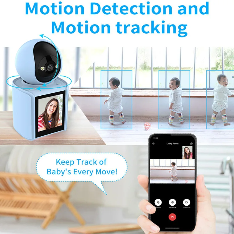 2.8Inch Tuya APP 2MP 1080P Video Phone Call IP Dome Camera Full Color AI Humanoid Detection Home Security CCTV Baby Monitor