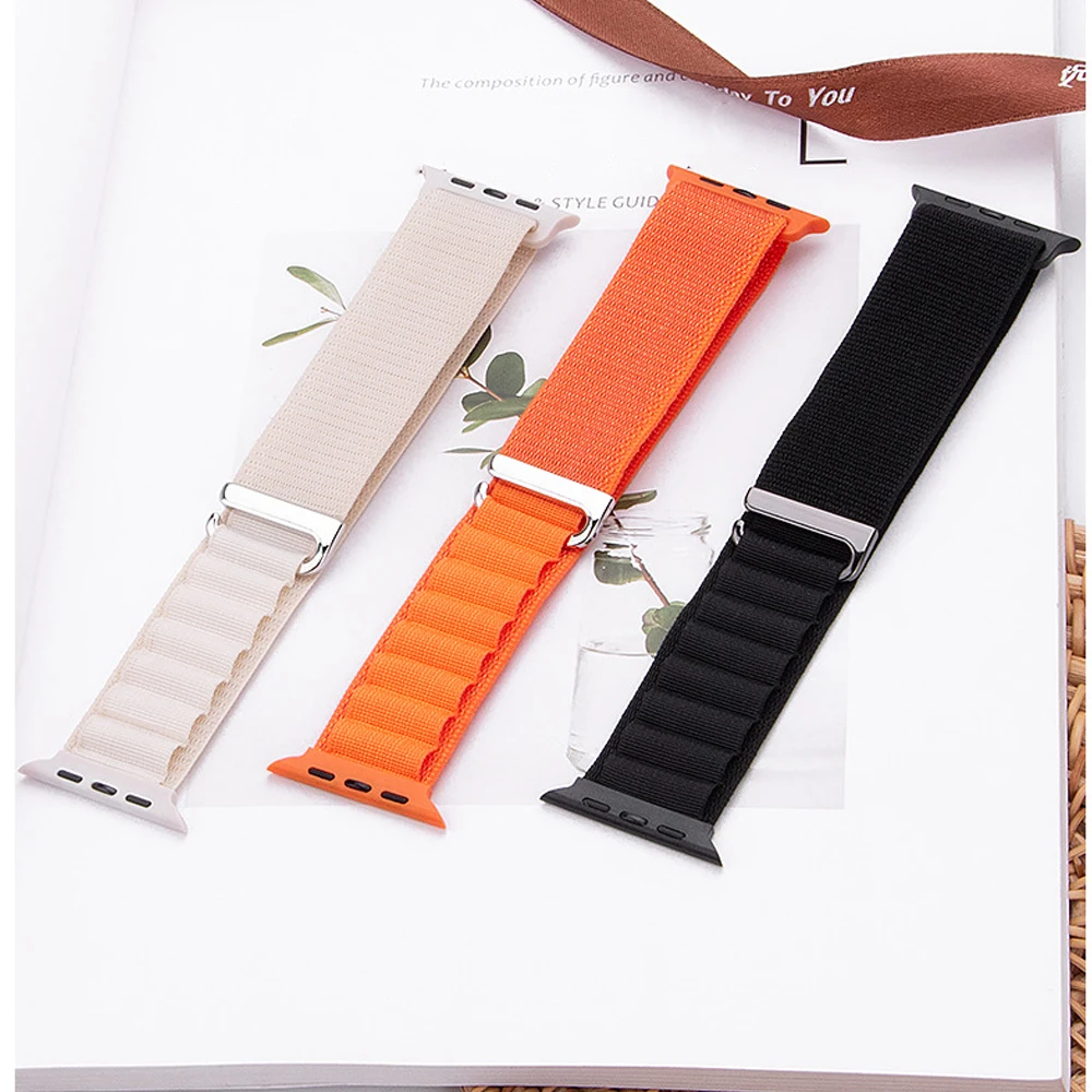 Cinturino per Apple Watch Ultra 49mm 11 10 46mm 42mm cinturino in nylon alpino per Iwatch9 8 7 40 41 44 45mm braccialetto Smartwtach Correa