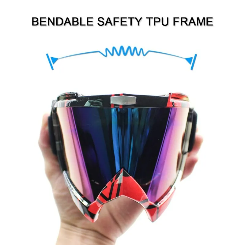 Motocross & Ski Goggles, Helmet - Compatible Rider Gear, Anti - Glare Lenses, Stylish Patterns for Outdoor Adventures