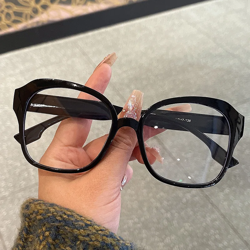 Fashionable large-framed irregular anti-blue light glasses for women, personalized decoration, trendy spectacle frame