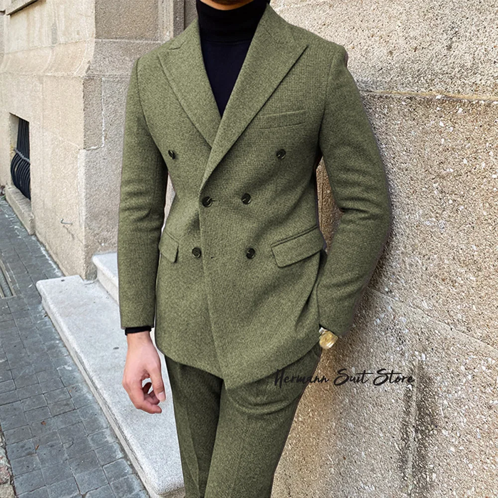 

Autumn Winter Men's Business casual Suit 2-piece set Brown Suit Jacket Suit Pants Men's office banquet wedding Attire Man Top