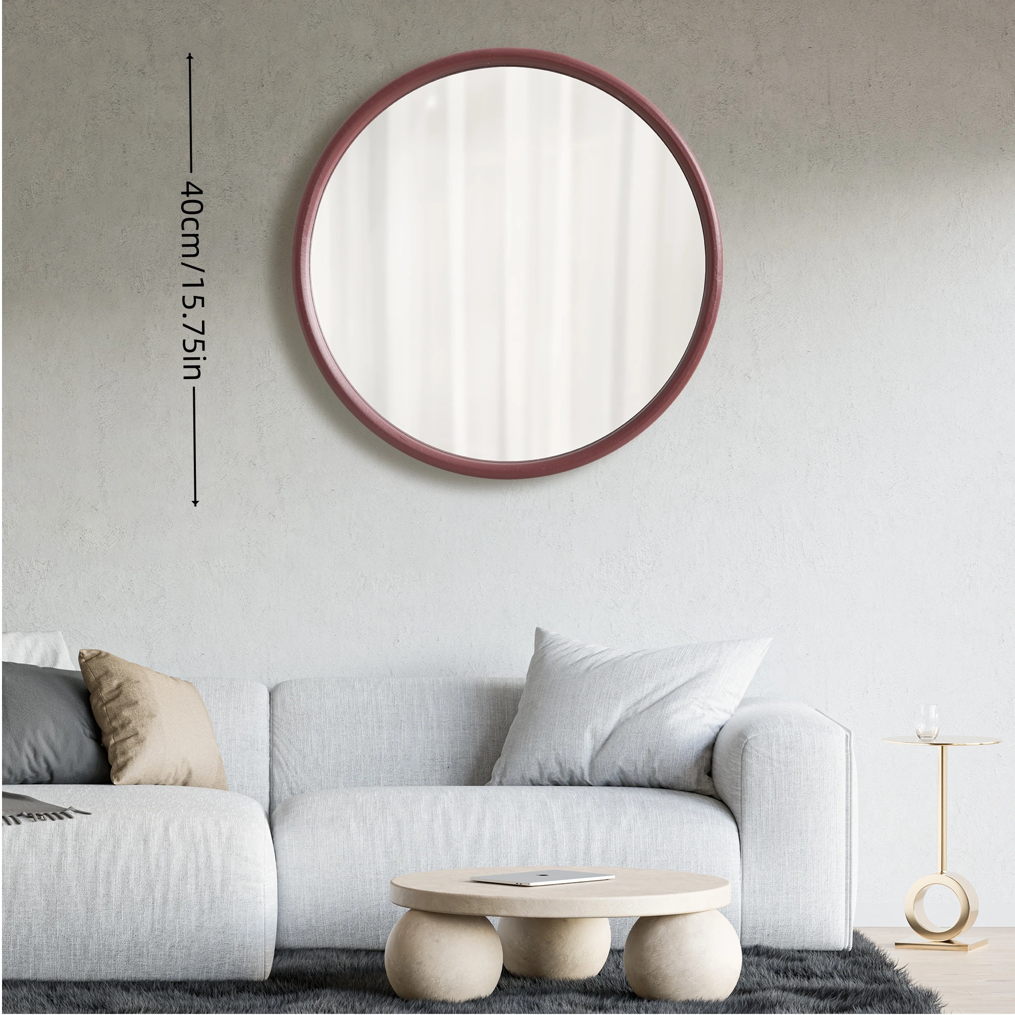 Wall Mounted Makeup Mirror 40cm X 40cm Irregular Design with Wooden Frame Window Decorative Bathroom Vanity Mirror view 6