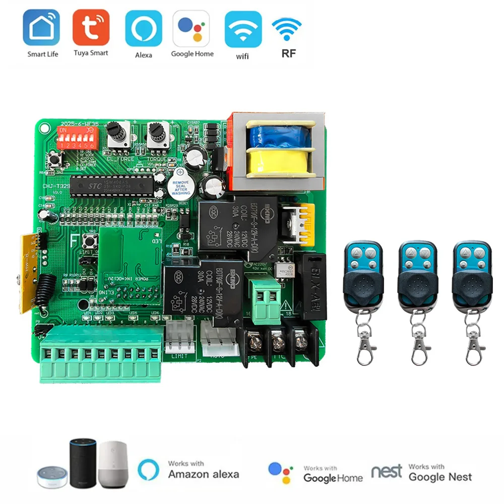 220V-230V AC Tuya Wifi mobiele besturing schuifpoort opener motor controller printplaat moederbord 433mhz afstandsbediening