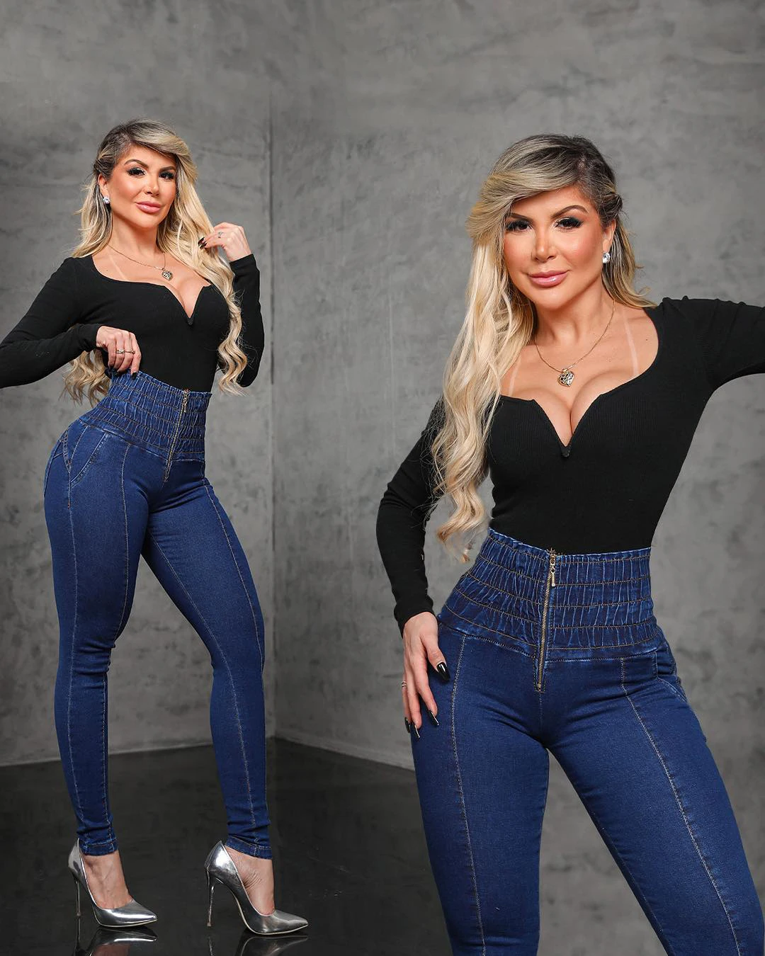 Sexy Slimming Jeans High Waisted And Buttocks Lifted Women'S Denim Pants With Front Zipper