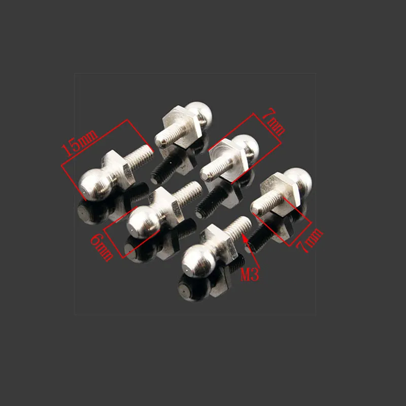 6 Pieces HSP Spare Parts Accesorries 02038 Ball Head Screw Fit RC Car 1/10 4WD Model Buggy Truck