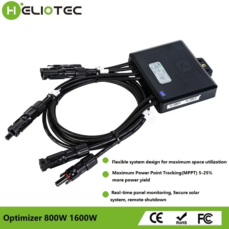 heliotec otimizador de energia fotovoltaica monitoramento de painel solar em tempo real limitacao de tensao anti hotspot mppt entrada 12v75v 650 w 800 w 1600w ip68 01