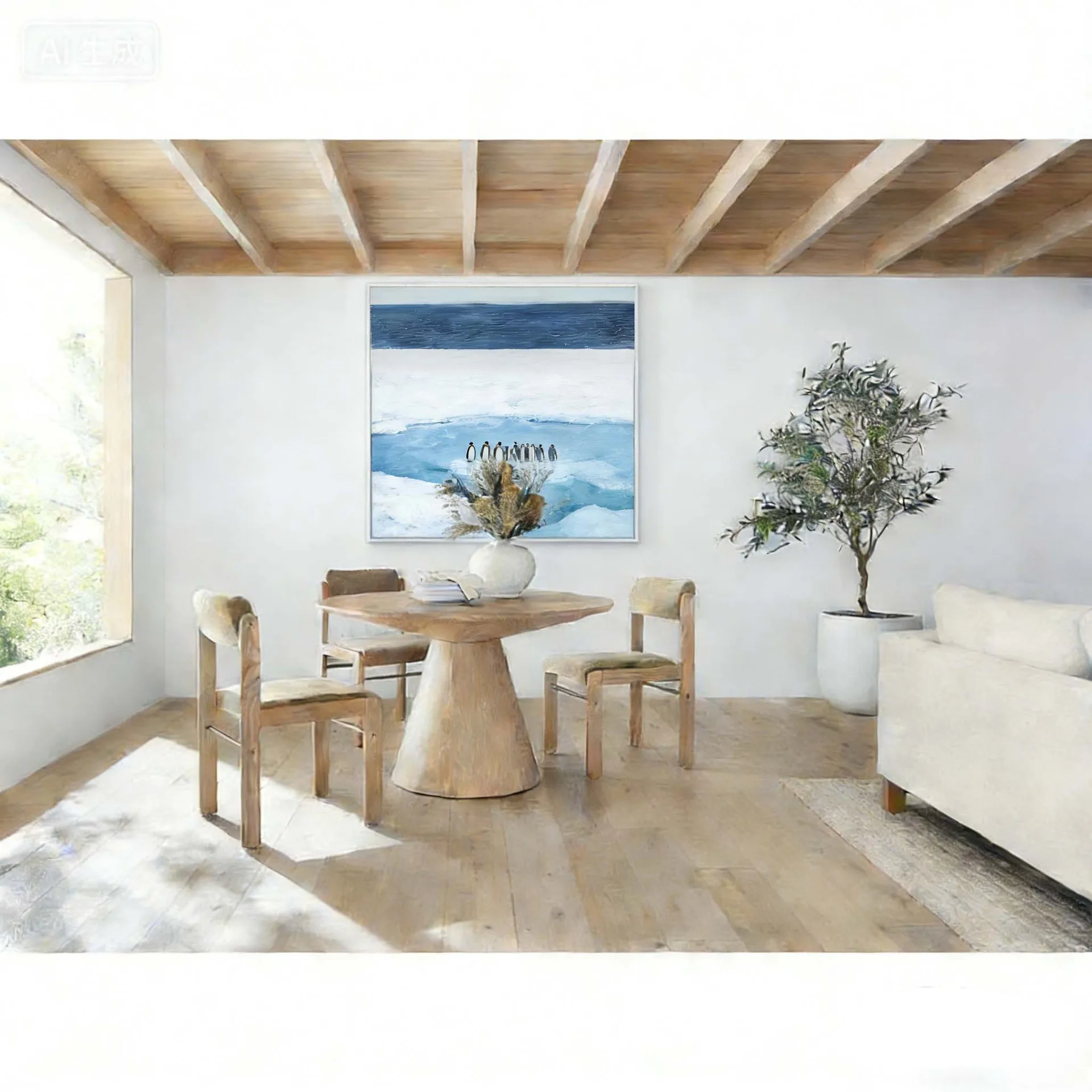 Macaron healing hand-painted oil painting, abstract living room decorative painting, natural, fresh and comfortable