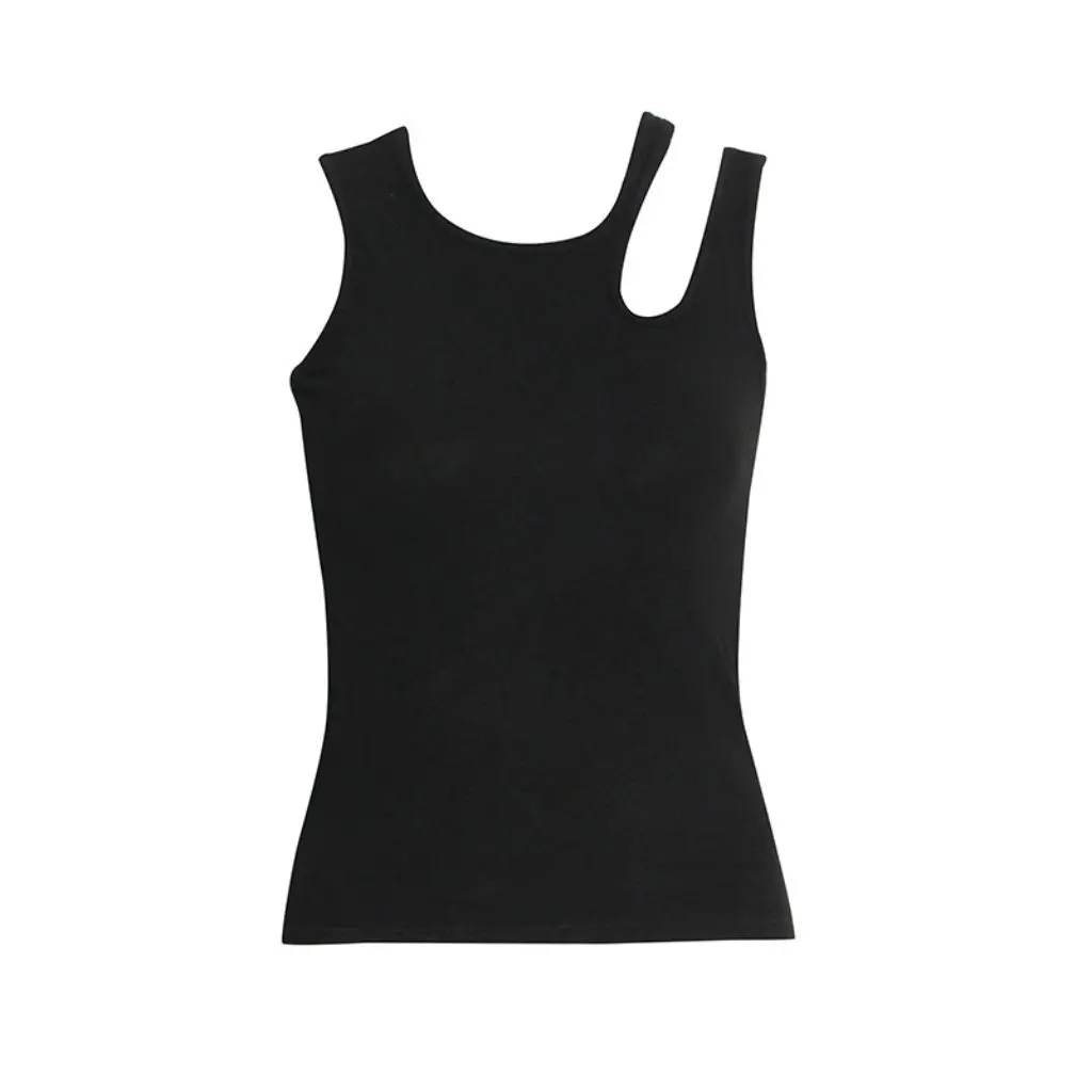 

Women's Slimming Knitted Vest Top round Neck Cut out Sleeveless Fashion Design New Inner Wear