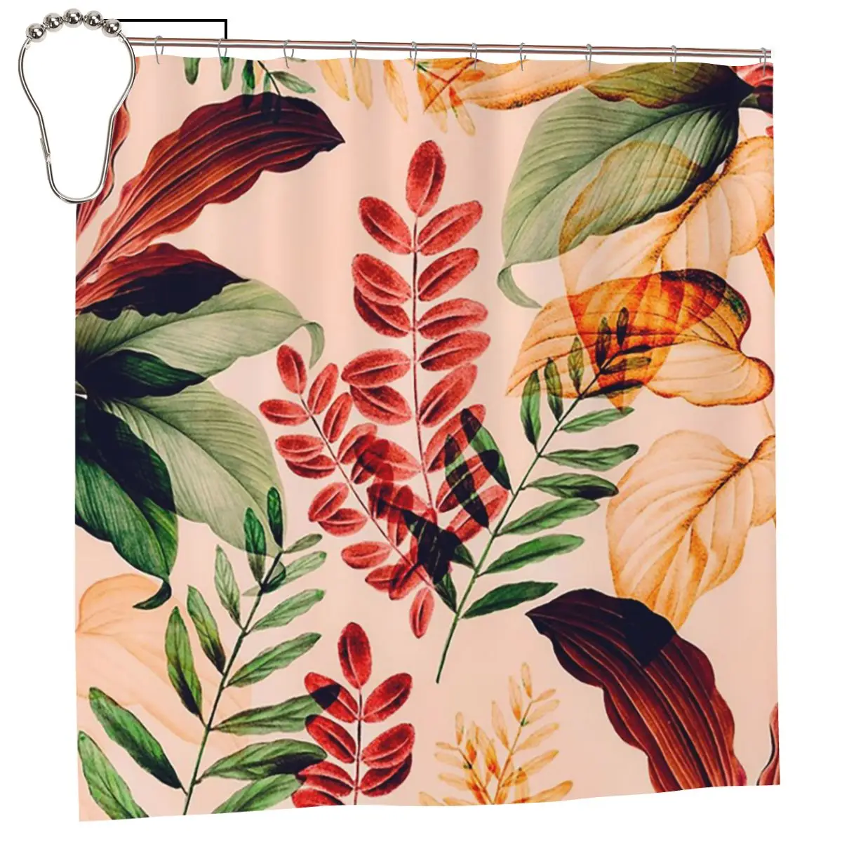 

Tropical Rainforest Shower Curtain Bathroom Polyester Waterproof Bath Curtains with Hooks