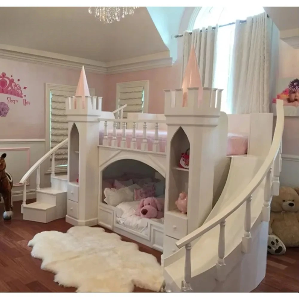 프랑스 스타일 원목 어린이 침대 캐슬 프린세스 호박 침대