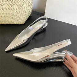 Eilyken Fashion Patent Leather Pointed Toe Women Pumps Elegant Low Heels Sandals Casual Dress Street Style Shoes