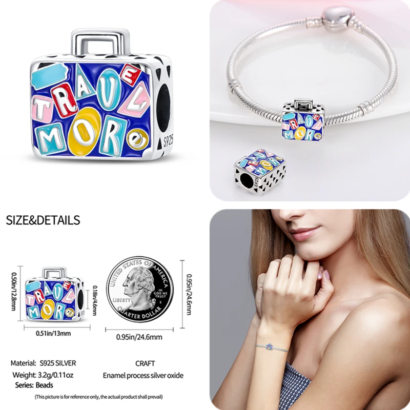 2023 Newest Charms 925 Fit Pandora Original Bracelets Earth Plane Bead Hot Air Balloon Travel Pendant DIY Jewelry Making