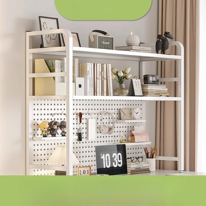 

Desktop Bookshelf Desk Storage Perforated Panel Decorative Rack Computer Desk Double-layer Bookshelfdisplay Rack 55cm