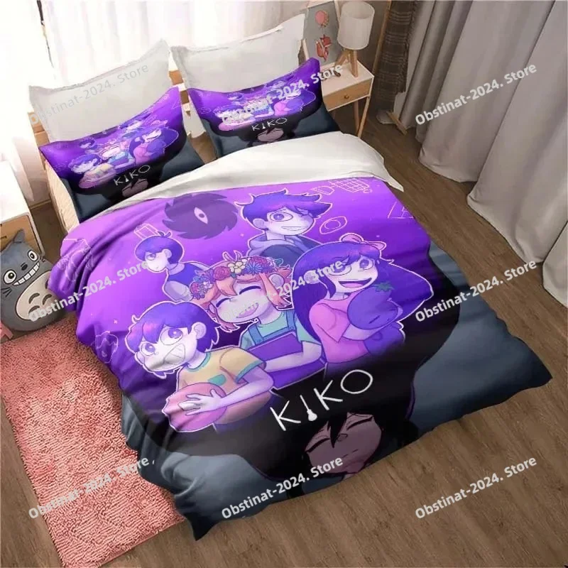 

Fashion 3D Printed Anime Omori Bedding Set All Seasons 3 Piece Double Duvet Cover Set Twin King Size Bedclothes Home Textile