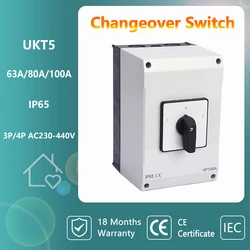 Waterproof Safety Switch Selector IP65 4Pole 100A Rotary Cam Switch Electrical Control Motor  Three Position Change Over Switch