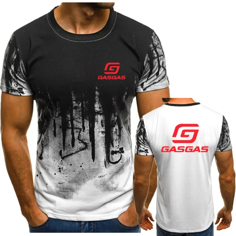 Fashion 3D Gradient Harajuku Tracksuits Summer Breathable Men's T Shirt GASGAS motorcycle printing Casual O-neck Short Sleeve