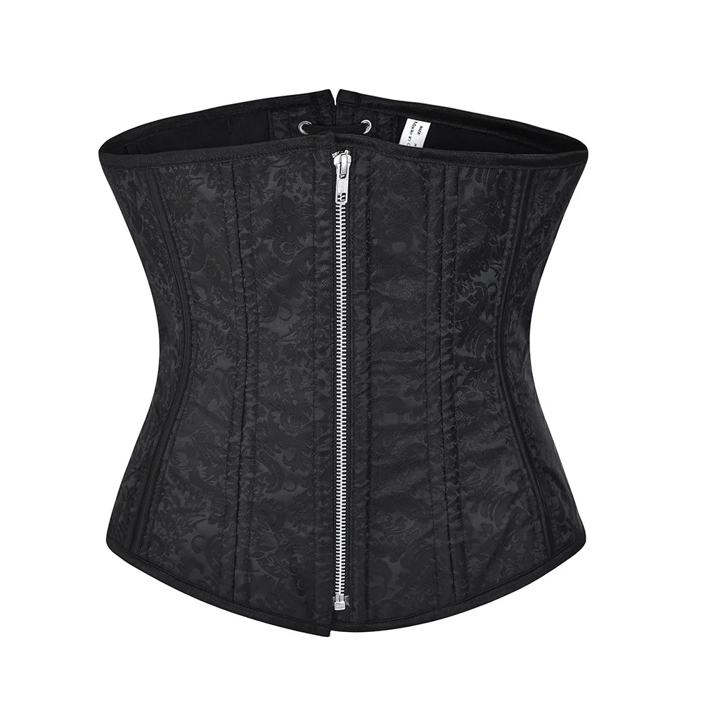 

Black Zippper Sexy Underbust Corset Steel Boned Waist Trainer Woman Shapewear Plus Size Corsets And Bustiers Gothic Clothing