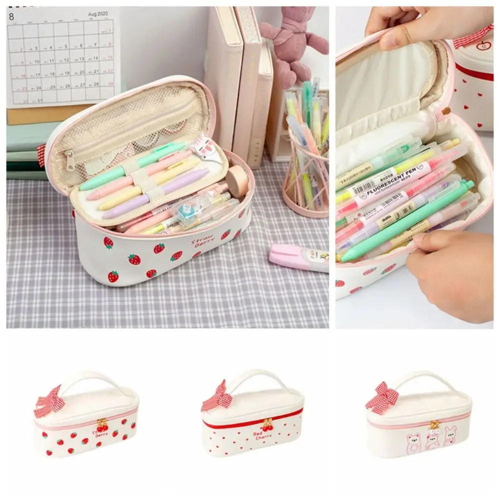 Grande Capacidade Papelaria Bag, Desktop Organizer, Lápis Kawaii Holder, Saco De Armazenamento, Papelaria impermeável Bag