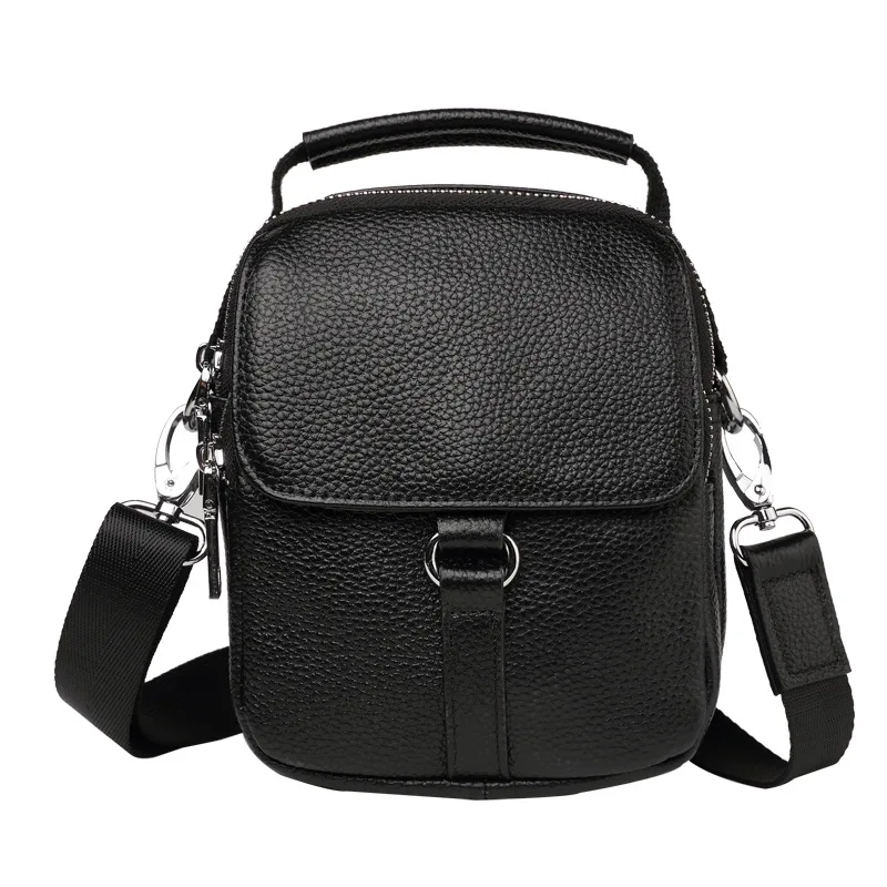 New Mini Crossbody Genuine Messenger Bag Leather Fashion Single Shoulder Multifunctional Cowhide Men's Backpack Daily Small Bag