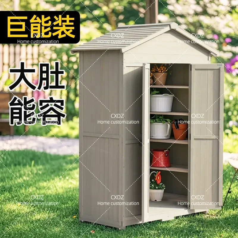 Outdoor locker, rainproof storage cabinet, garden courtyard tool room, yard waterproof tool cabinet, outdoor sunscreen