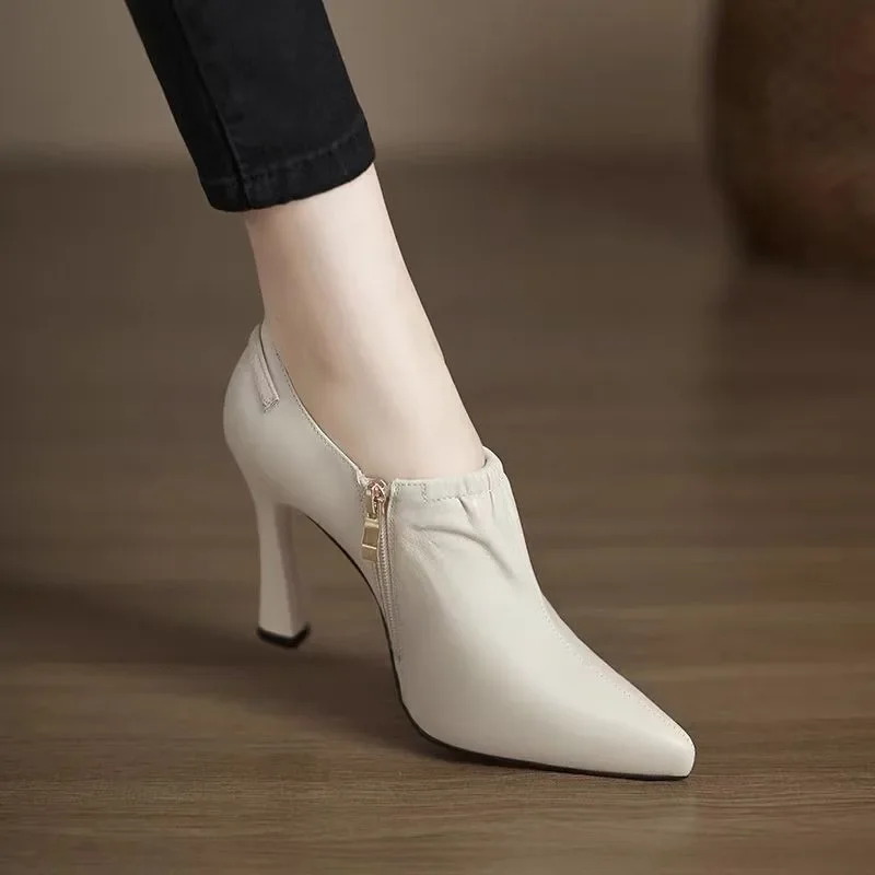

Ladies Shoes 2025 High Quality Side Zipper Women's High Heels Fashion Belt Buckle Office and Career Sexy Pointed Toe Heels Women