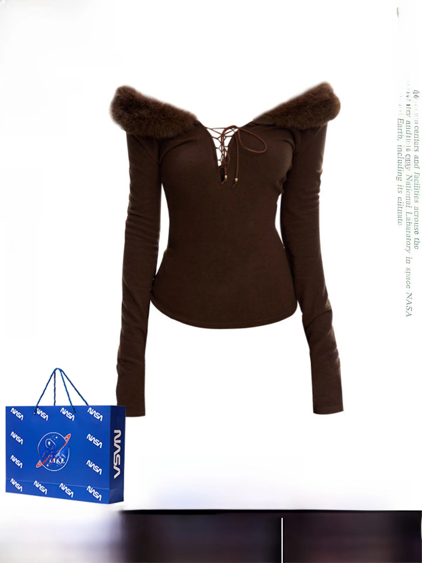 

Sexy Spicy Girl Long Sve T-irt with Belt Fur Collar oulder Bared Unique Slimming Design for Women Autumn Winter Faion