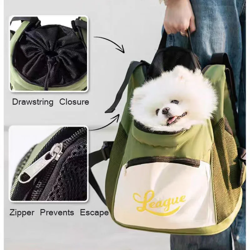 Pet Puppy Carrier Bag Breathable Canvas Portable Backpack Small Dog Cat Travel Chest Sling Bag Pets Front Cross Shoulder Strap