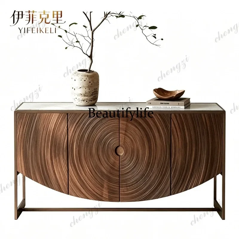 QQ Designer art engraving cabinet, antique design sense, solid wood entrance cabinet integrated