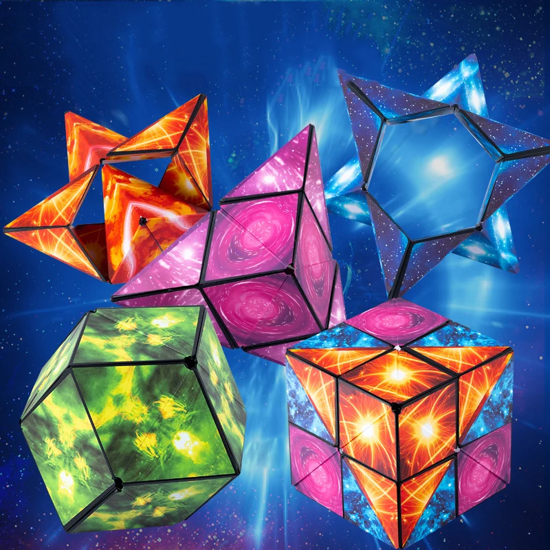 Infinite Magnetic Geometric Cube 6x6x6cm Changeable Magic Cube Fidget Toy Anti Stress Decompression Puzzle Cube for Adults Kids