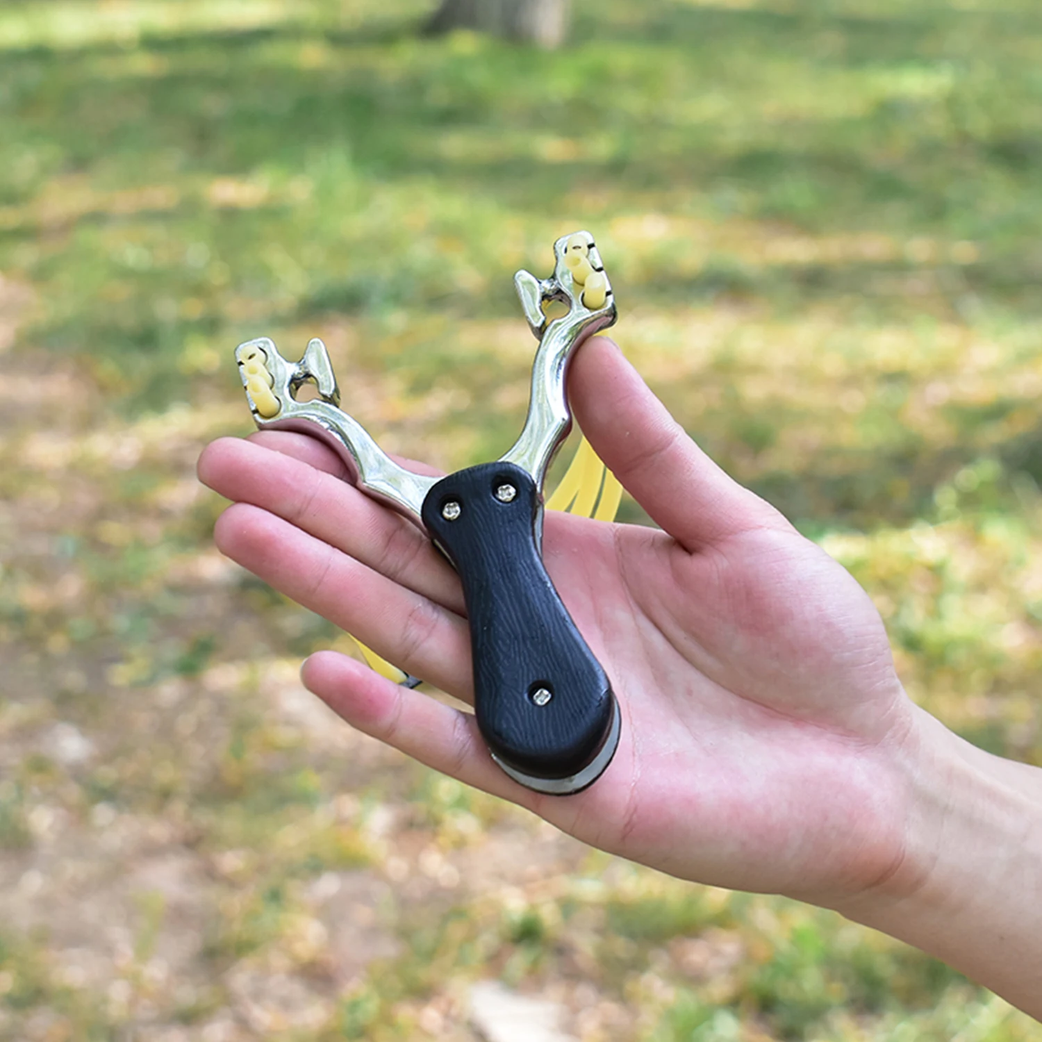 Alloy Y-Shaped Folding Slingshot Multi-Hole Ball Clamp Black Handle for Outdoor Target & Precision Practice