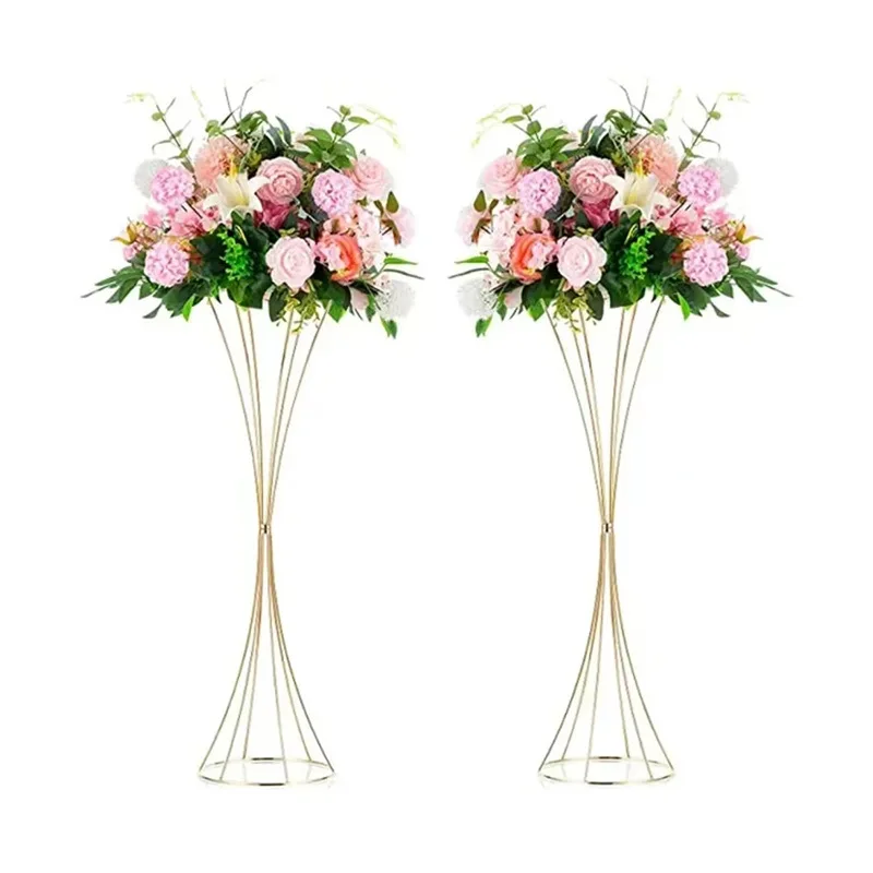 Gold Plated Candelabra Wedding Decoration Atmosphere Decorative Flower Vase Tabletop Ornament Creative Short Sleeve T-Shirt