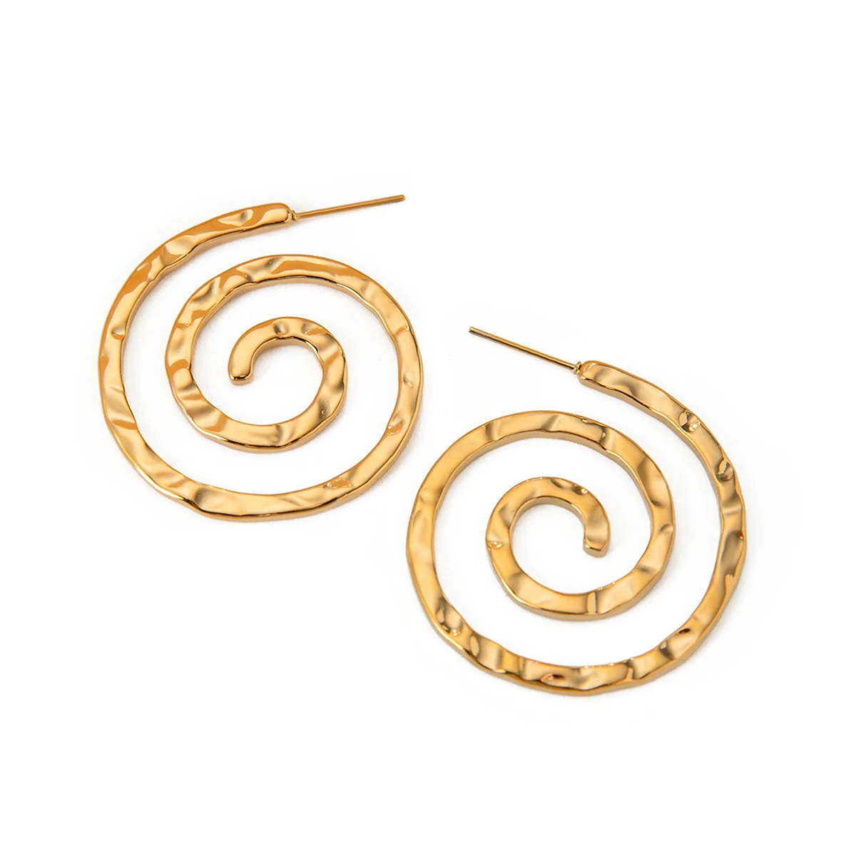 Brincos Punk Espiral de Grão Marreado Banhado a Ouro para Mulheres, Dangle Tornishproof, Brincos Geométricos, Moda Trendy, 18K