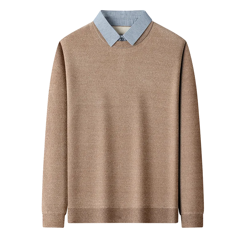 

Men's Winter Busin Casual Fce Lined Thiened Knitted Sweater Ne Two-Piece Set Top Warm Faionable Ci Sle