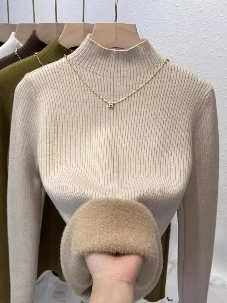 

Женский вязаный свитер с высоким воротником, осенне-зимняя внутренняя одежда, теплый топ Fce, модный универсальный топ