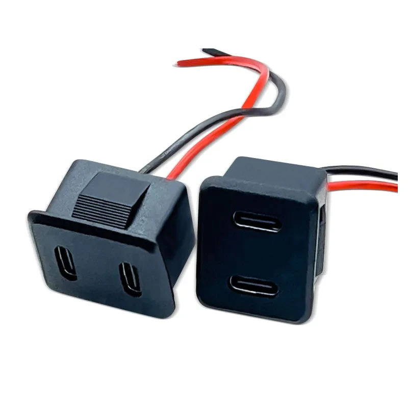 1-5Pcs Double layer TYPE-C Female Base Type-c Socket Female USB Lamp Charging Socket Power Socket with Cable Connector