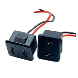 1-5Pcs Double layer TYPE-C Female Base Type-c Socket Female USB Lamp Charging Socket Power Socket with Cable Connector