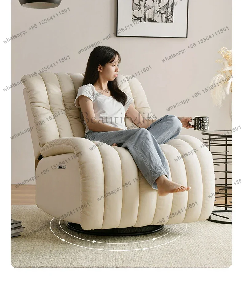 

Multifunctional Electric Single-Seat Sofa Chair Genuine Leather Rocking Rotatable Reclining Electric Sofa