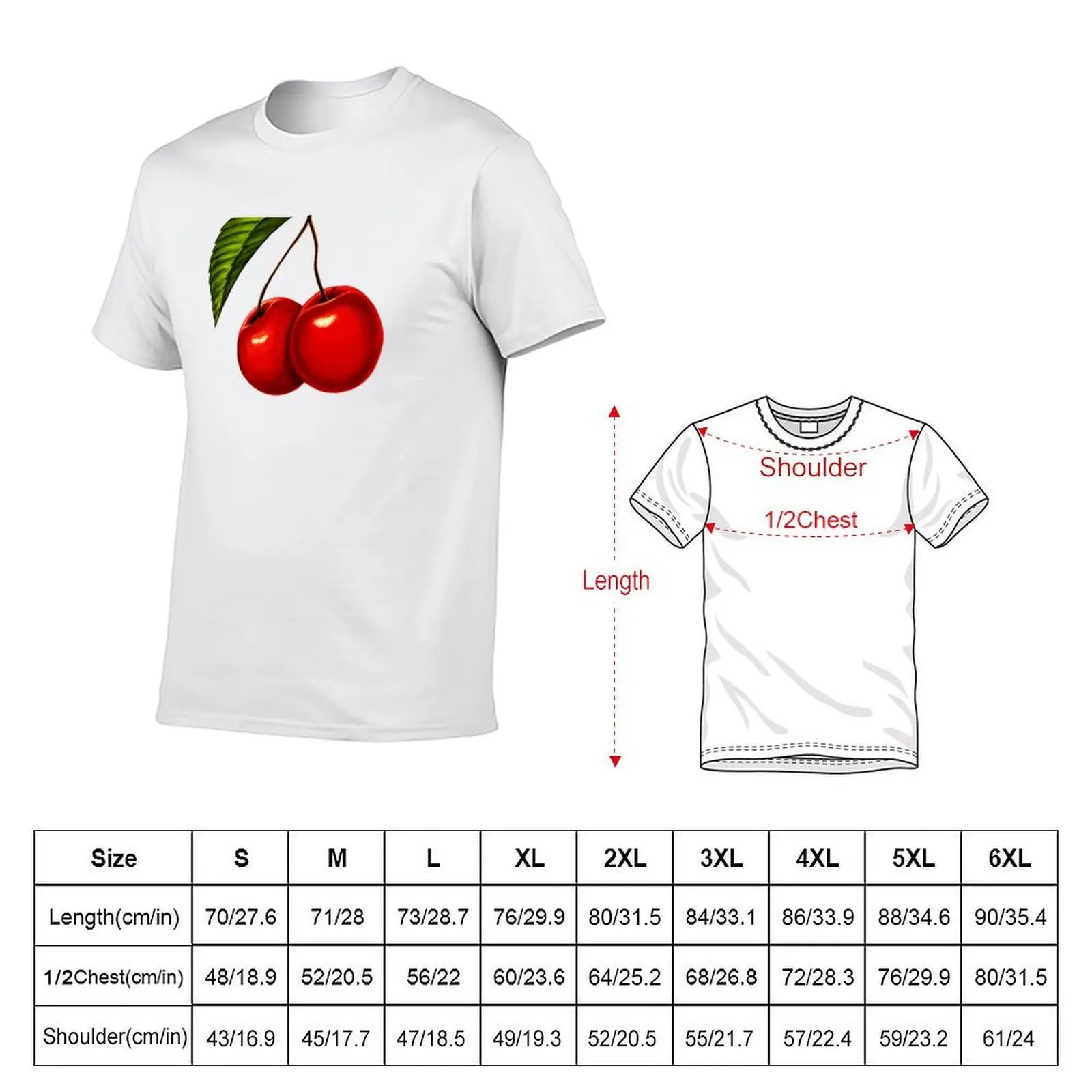 Cherry Pattern T-Shirt man t shirt luxury cotton tshirt 100% funny t shirts cotton T-shirt