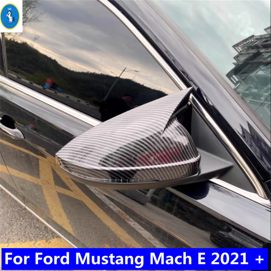 

Углеродное волокно, рамка зеркала заднего вида автомобиля, декоративная крышка, накладка из АБС-пластика, аксессуары для Ford Mustang Mach E 2021 2022