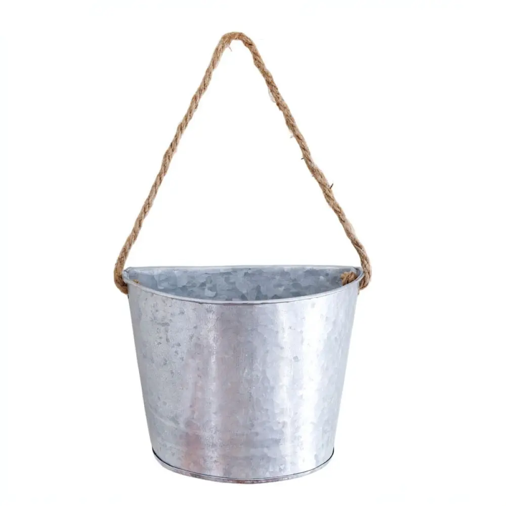 Retro Style Metal Wall Mounted Flower Pot Semi Circle Hanging Planter Decorative Container For Garden Balcony