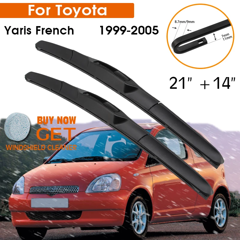 

Car Wiper Blade For Toyota Yaris French 1999-2005 Windshield Rubber Silicon Refill Front Window Wiper 21"+14" LHDRHD Accessories