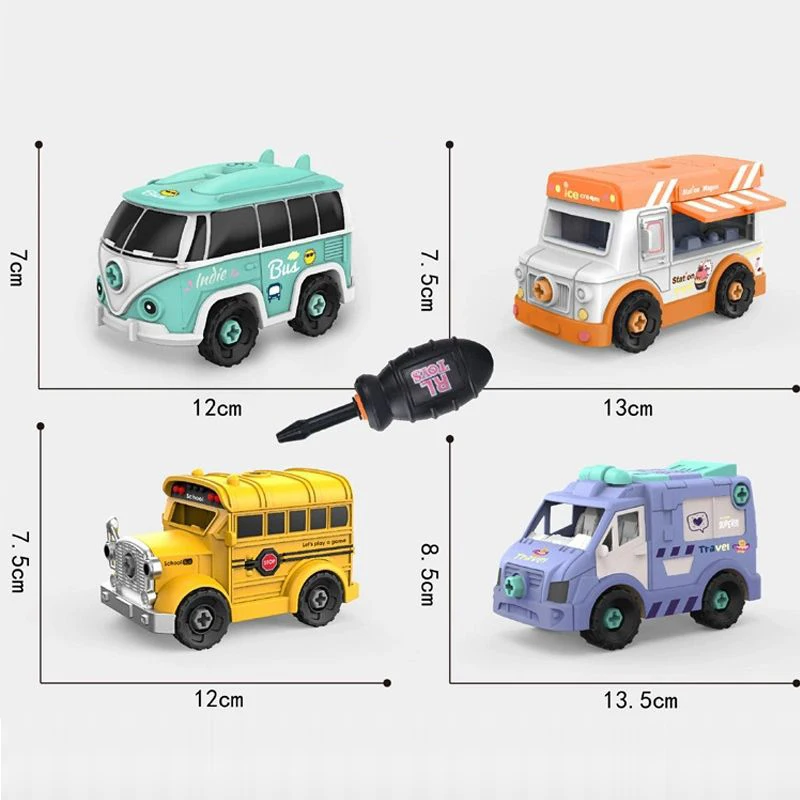 Screw Toy Vehicle DIY Take Apart Plane Bus Rocket Toys for Kids Boy Motorcycle Model Truck School Bus Educational STEM Toy Gift