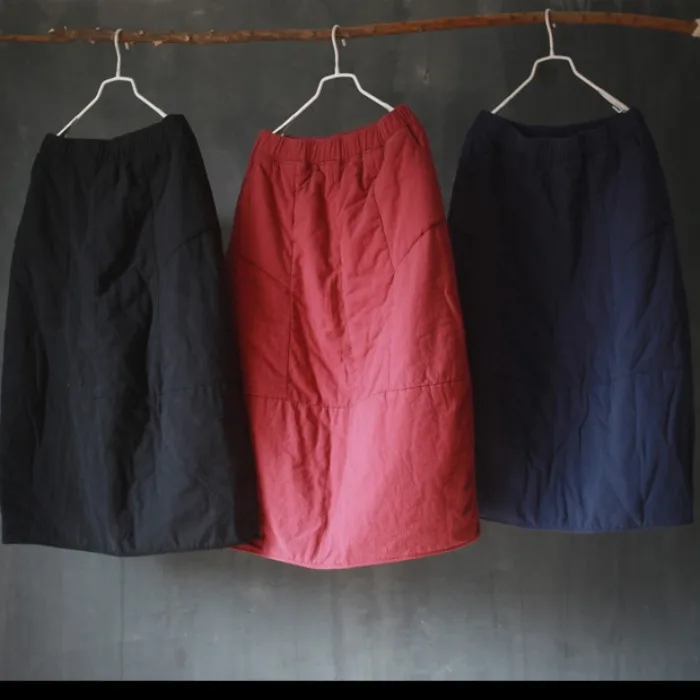 

Thiened Хлопковая теплая юбка в стиле ретро, женская зимняя юбка трапециевидной формы с шароваром средней длины, утягивающая ткань Cosite