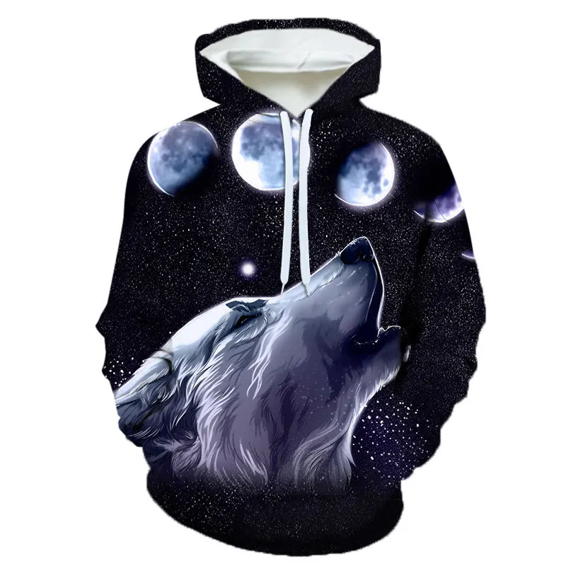 2023 New Personality Men Spring Autumn Animal Wolf Graphic Hoodies 3D Hooded Sweatshirts Pullovers Women Casual Tops Couple Coat